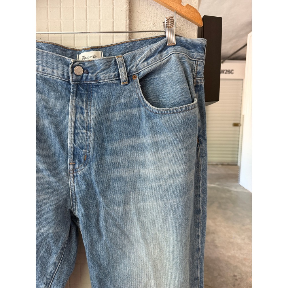 Madewell Longline Straight Jean Womens 33 High Rise Light Wash Button Fly - Picture 3 of 10